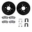 WHWH1-67056 Front Brake Disc and Pad Kit, Black, Cross-drilled and Slotted, 259 mm, Ceramic, R1 eLINE Black Rotors with Ceramic Pads Series