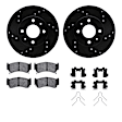 WHWH1-67075 Front Brake Disc and Pad Kit, Black, Cross-drilled and Slotted, 257 mm, Ceramic, R1 eLINE Black Rotors with Ceramic Pads Series