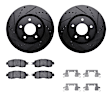 WHWH1-67126 Front Brake Disc and Pad Kit, Black, Cross-drilled and Slotted, 305 mm, Ceramic, R1 eLINE Black Rotors with Ceramic Pads Series