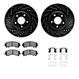 WHWH1-67129 Front Brake Disc and Pad Kit, Black, Cross-drilled and Slotted, 330 mm, Ceramic, R1 eLINE Black Rotors with Ceramic Pads Series