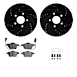 WHWH1-73047 Front Brake Disc and Pad Kit, Black, Cross-drilled and Slotted, 305 mm, Ceramic, R1 eLINE Black Rotors with Ceramic Pads Series