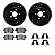 WHWH1-73069 Rear Brake Disc and Pad Kit, Black, Cross-drilled and Slotted, 300 mm, Ceramic, R1 eLINE Black Rotors with Ceramic Pads Series
