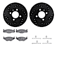 WHWH1-74044 Front Brake Disc and Pad Kit, Black, Cross-drilled and Slotted, 267 mm, Ceramic, R1 eLINE Black Rotors with Ceramic Pads Series