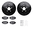 WHWH1-75005 Front Brake Disc and Pad Kit, Black, Cross-drilled and Slotted, 305 mm, Ceramic, R1 eLINE Black Rotors with Ceramic Pads Series