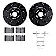 WHWH1-75011 Front Brake Disc and Pad Kit, Black, Cross-drilled and Slotted, 330 mm, Ceramic, R1 eLINE Black Rotors with Ceramic Pads Series