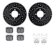 WHWH1-76005 Front Brake Disc and Pad Kit, Cross-drilled and Slotted Ceramic R1 eLINE Black Rotors with Ceramic Pads Series