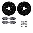 WHWH1-76157 Front Brake Disc and Pad Kit, Black, Cross-drilled and Slotted, 274 mm, Ceramic, R1 eLINE Black Rotors with Ceramic Pads Series