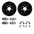 WHWH1-80080 Front Brake Disc and Pad Kit, Black, Cross-drilled and Slotted, 305 mm, Ceramic, R1 eLINE Black Rotors with Ceramic Pads Series
