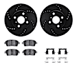 WHWH1-91002 Front Brake Disc and Pad Kit, Black, Cross-drilled and Slotted, 267 mm, Ceramic, R1 eLINE Black Rotors with Ceramic Pads Series