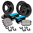 WHWH2-48006 Front and Rear Brake Disc and Pad Kit, Black, Cross-drilled and Slotted, Front - 330 mm, Rear - 356 mm, Ceramic, R1 eLINE Black Rotors with Ceramic Pads Series