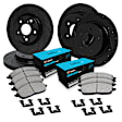 WHWH2-54104 Front and Rear Brake Disc and Pad Kit, Cross-drilled and Slotted Ceramic R1 eLINE Black Rotors with Ceramic Pads Series
