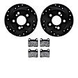 WHWN1-63007 Rear Brake Disc and Pad Kit, Black, Cross-drilled and Slotted, 279 mm, Ceramic, R1 eLINE Black Rotors with Ceramic Pads Series