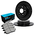 WHWN1-63007 Rear Brake Disc and Pad Kit, Black, Cross-drilled and Slotted, 279 mm, Ceramic, R1 eLINE Black Rotors with Ceramic Pads Series
