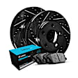 WHWN1-74030 Rear Brake Disc and Pad Kit, Black, Cross-drilled and Slotted, 272 mm, Ceramic, R1 eLINE Black Rotors with Ceramic Pads Series
