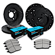 WHWN2-74003 Front and Rear Brake Disc and Pad Kit, Black, Cross-drilled and Slotted, Front - 279 mm, Rear - 267 mm, Ceramic, R1 eLINE Black Rotors with Ceramic Pads Series