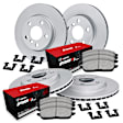 WJUH2-31117 Front and Rear Brake Disc and Pad Kit, Geomet Coated, Plain Surface, 356 mm, OE Replacement, R1 GEO-Carbon Rotors with Optimum OEp Pads Series