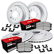 WJUH2-63214 Front and Rear Brake Disc and Pad Kit, Geomet Coated, Plain Surface, Front - 330 mm, Rear - 297 mm, OE Replacement, R1 GEO-Carbon Rotors with Optimum OEp Pads Series