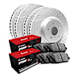 WJUN2-63125 Front and Rear Brake Disc and Pad Kit, Geomet Coated, Plain Surface, Front - 330 mm, Rear - 295 mm, OE Replacement, R1 GEO-Carbon Rotors with Optimum OEp Pads Series