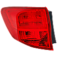 Driver Side, Outer Tail Light, with Bulb, Halogen, Red Lens, Base Model, CAPA Certified