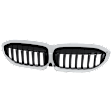 Grille, Chrome Shell with Gloss Black Insert, For Models Without Surround View Camera