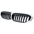 Grille, Chrome Shell with Gloss Black Insert, For Models Without Surround View Camera