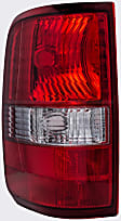 1590326 Driver Side Halogen Tail Light, Without bulb(s), Clear & Red Lens, Stepside