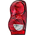 1610945 Driver Side Halogen Tail Light, Without bulb(s), Clear & Red Lens