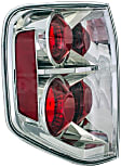 1611186 Driver Side Halogen Tail Light, Without bulb(s), Clear & Red Lens