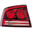 1611300 Driver Side Halogen Tail Light, Without bulb(s), Clear & Red Lens