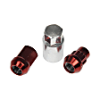 713-375E AutoGrade Series Lug Nut - Red and chrome, Carbon Steel, Acorn, M12-1.50 Direct Fit, Set