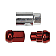 713-375E AutoGrade Series Lug Nut - Red and chrome, Carbon Steel, Acorn, M12-1.50 Direct Fit, Set