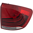 Passenger Side, Outer Tail Light, with Bulb, Halogen, Clear and Red Lens