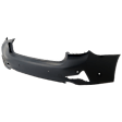 Rear Primed Bumper Cover, Sport Line, For Models without M Sport Package, Park Distance Control Sensor Holes and Park Assist Sensor Holes, Sedan