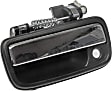 768MXCD Front, Driver Side Chrome Lever with Black Bezel Exterior Door Handle, With Key Hole, Help Series