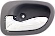 92205 Front Or Rear, Driver Side Gray bezel with chrome lever Interior Door Handle, Without Door Lock Button, Help Series