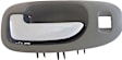 93287 Front, Driver Side Gray bezel with chrome lever Interior Door Handle, Without Door Lock Button, Sedan, Help Series