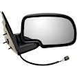 955-065 Passenger Side Mirror, Power Adjust, Heated, Manual Folding, Black and Chrome, No Signal Light, No Memory, No Puddle Light, No Auto-Dim, No Blind Spot Feature