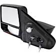 955-1076 Driver Side Towing Mirror, Power Adjust, Heated, Manual Folding, Black, In-housing Signal Light, No Memory, No Puddle Light, No Auto-Dim, With Blind Spot Glass
