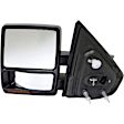 955-1076 Driver Side Towing Mirror, Power Adjust, Heated, Manual Folding, Black, In-housing Signal Light, No Memory, No Puddle Light, No Auto-Dim, With Blind Spot Glass