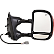 955-1127 Passenger Side Towing Mirror, Power Adjust, Heated, Manual Folding, Chrome, In-housing Signal Light, No Memory, No Puddle Light, No Auto-Dim, With Blind Spot Glass