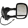 955-1129 Passenger Side Towing Mirror, Power Adjust, Heated, Manual Folding, Black, In-housing Signal Light, No Memory, No Puddle Light, No Auto-Dim, With Blind Spot Glass