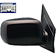 955-1682 Passenger Side Mirror, Power Adjust, Heated, Manual Folding, Black, No Signal Light, With Memory, No Puddle Light, No Auto-Dim, No Blind Spot Feature
