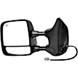 955-1753 Driver Side Mirror, Power Adjust, Heated, Manual Folding, Black and Chrome, No Signal Light, No Memory, No Puddle Light, No Auto-Dim, With Blind Spot Glass