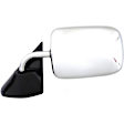 955-385 Driver Side Mirror, Manual Adjust, Non-Heated, Manual Folding, Chrome, No Signal Light, No Memory, No Puddle Light, No Auto-Dim, No Blind Spot Feature