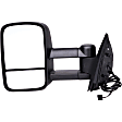 955-906 Driver Side Towing Mirror, Power Adjust, Heated, Manual Folding, Black, No Signal Light, No Memory, No Puddle Light, No Auto-Dim, With Blind Spot Glass