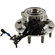 Front, Driver or Passenger Side Wheel Hub, With Bearing, With Sensor, 8 x 6.49 in. Bolt Pattern, 4WD