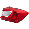 Passenger Side, Outer Tail Light, with Bulb, Halogen, Clear and Red Lens, CAPA CERTIFIED