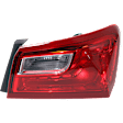 Passenger Side, Outer Tail Light, with Bulb, Halogen, Clear and Red Lens
