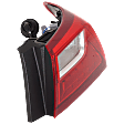 Passenger Side, Outer Tail Light, with Bulb, Halogen, Clear and Red Lens, CAPA CERTIFIED