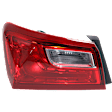 Driver Side, Outer Tail Light, with Bulb, Halogen, Clear and Red Lens, CAPA CERTIFIED